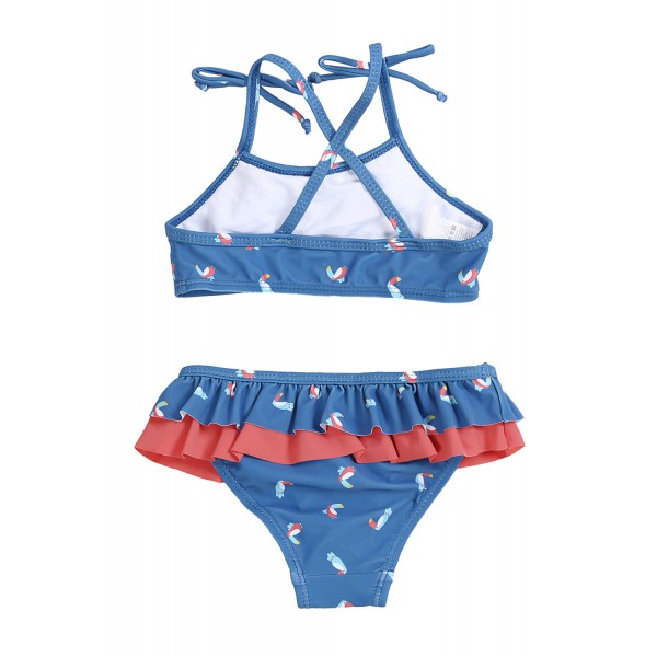 Sail Blue Little Girls Ruffle Bikini with Print