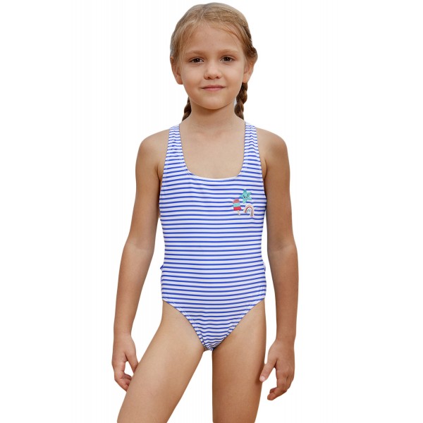 Blue Nautical Stripes Toddler Girls Maillot Swimwear