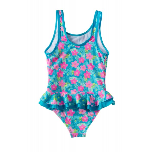 Lovely Ruffle Floral Girls One Piece Swimsuit