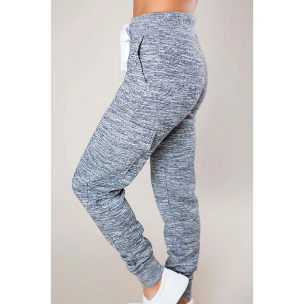 Heathered Gray Pocketed Casual Joggers