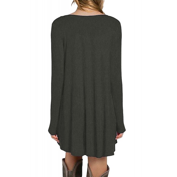 Dark Grey Long Sleeve Pocket Casual Loose T-shirt Dress