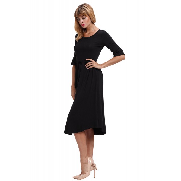 Black Ruffle Sleeve Midi Jersey Dress