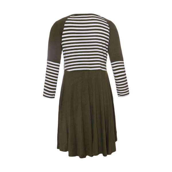 Olive Chic Blocked Stripe Jersey Dress