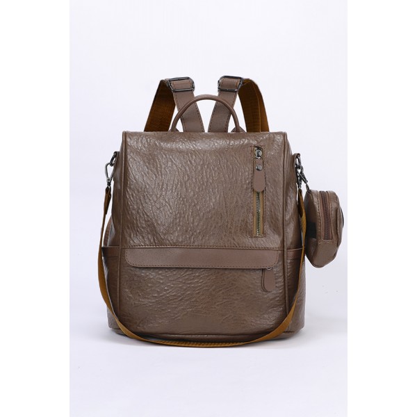 Brow Vegan Leather Casual Travel Backpack