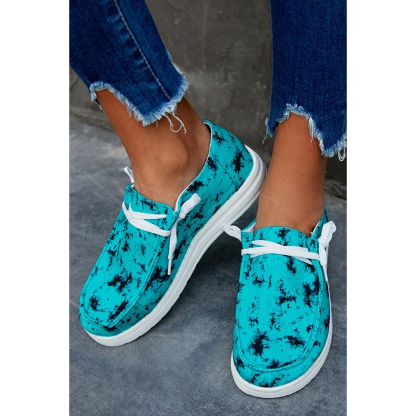 Abstract Print Flat Slip-on Lace-up Shoes