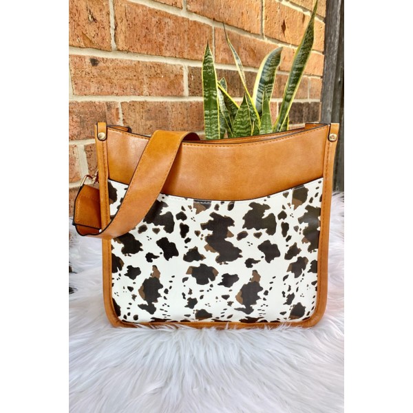 Brown Cow Print Crossbody Bag