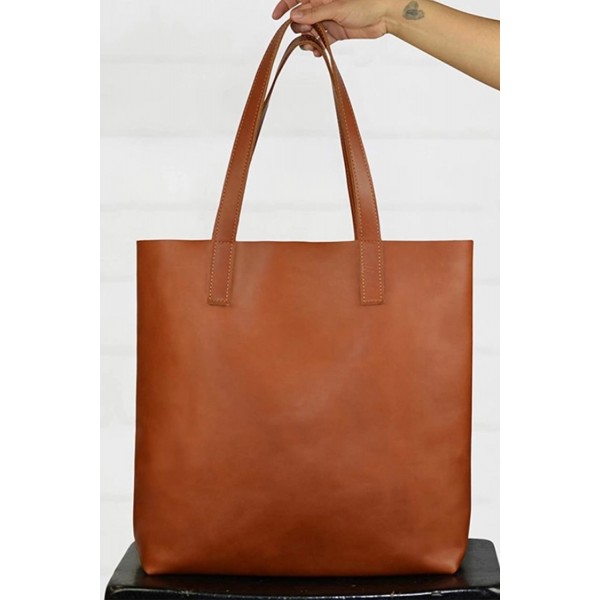 Brown PU Leather One-shoulder Handbag