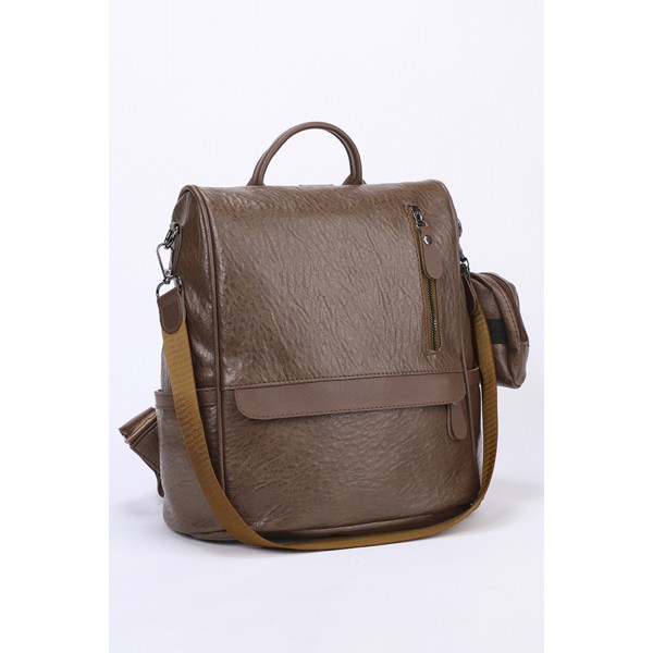 Brow Vegan Leather Casual Travel Backpack