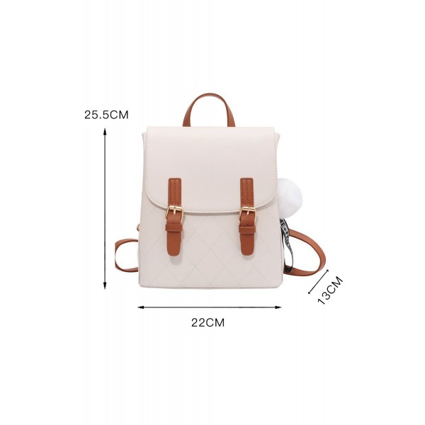 Contrast Straps Faux Leather Travel Backpack