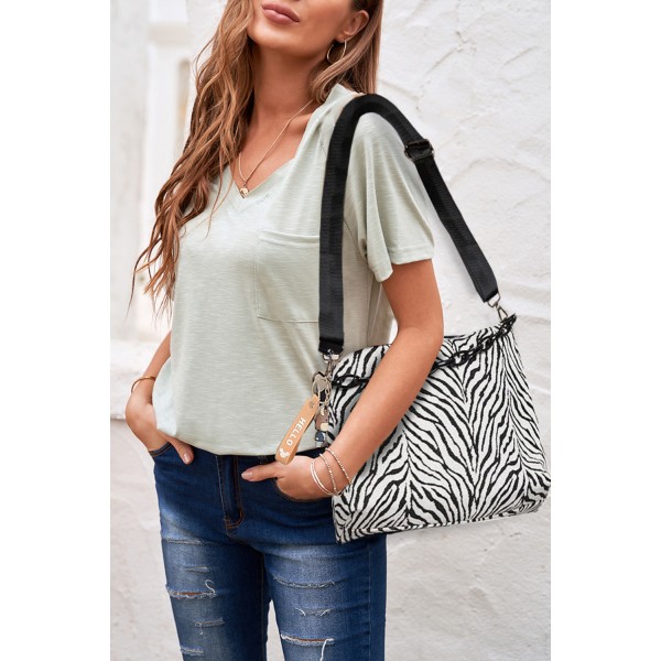 Square Printed PU Shoulder Bag with Chain