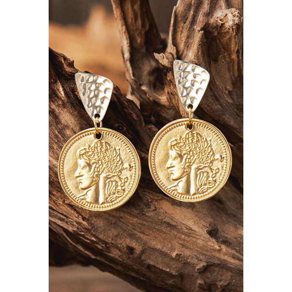 Vintage Ethnic Coin Round Earrings