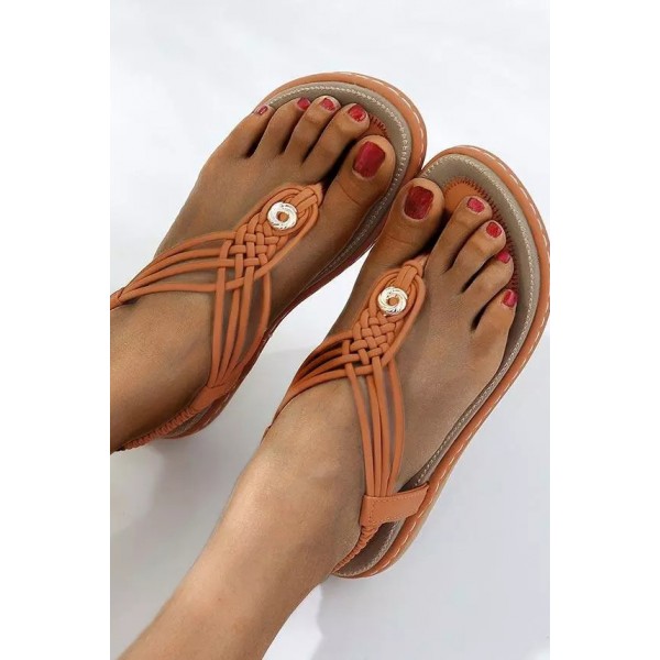 Metal Braided Flat Sandals