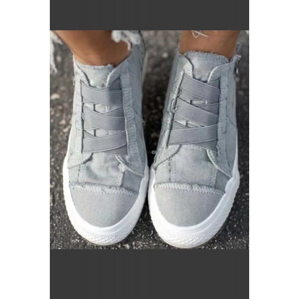 Gray Lace-up Platform Sneaker