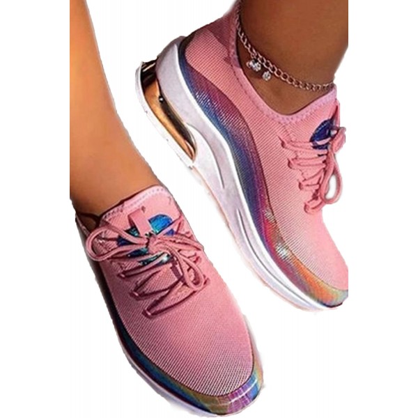 Pink Lace Up Vulcanized Sneaker