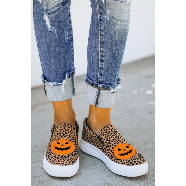 Leopard Halloween Pumpkin Slip-on Sneaker