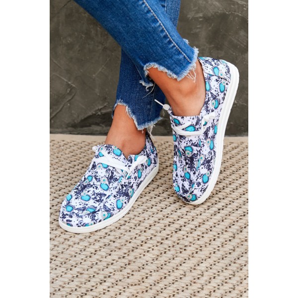 Blue Sunflower Slip On Shoes
