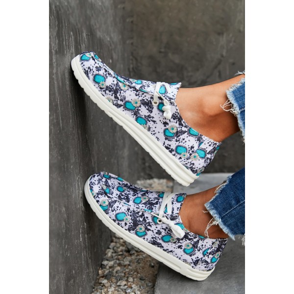 Blue Sunflower Slip On Shoes