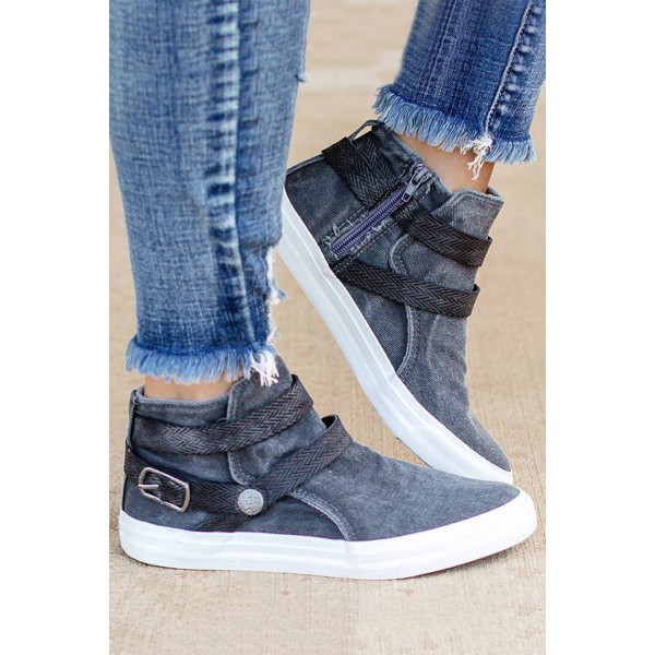 Grey Hipster High-top Canvas Sneakers