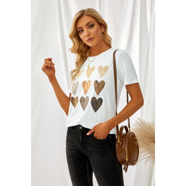 White Be Kind Heart O-Neck T-shirt