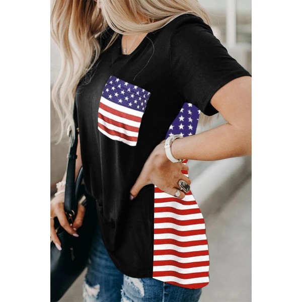 USA Flag Print T-shirt